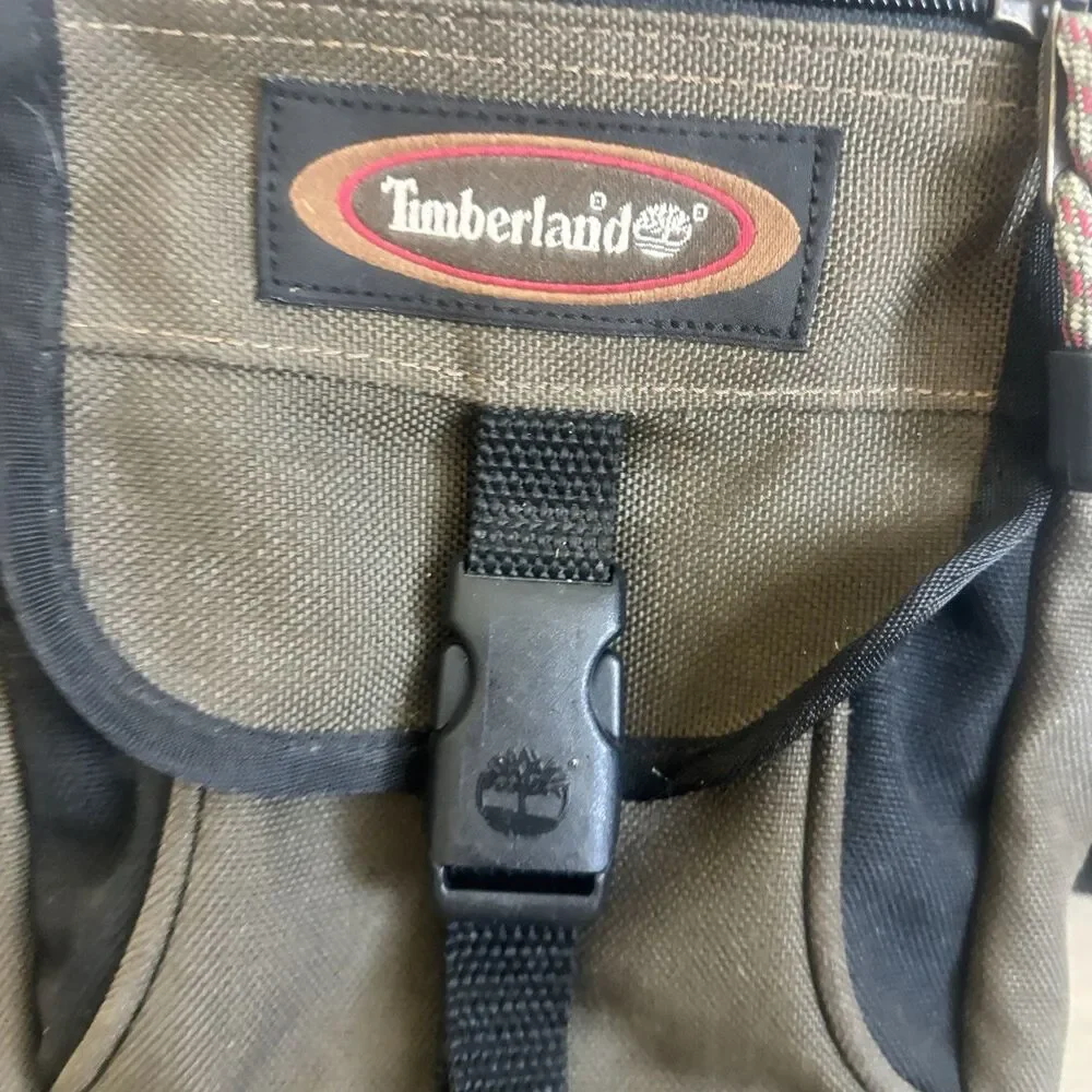 Vintage Timberland Crossbody Bag Olive Drab Canvas Mini Sling Shoulder Travel